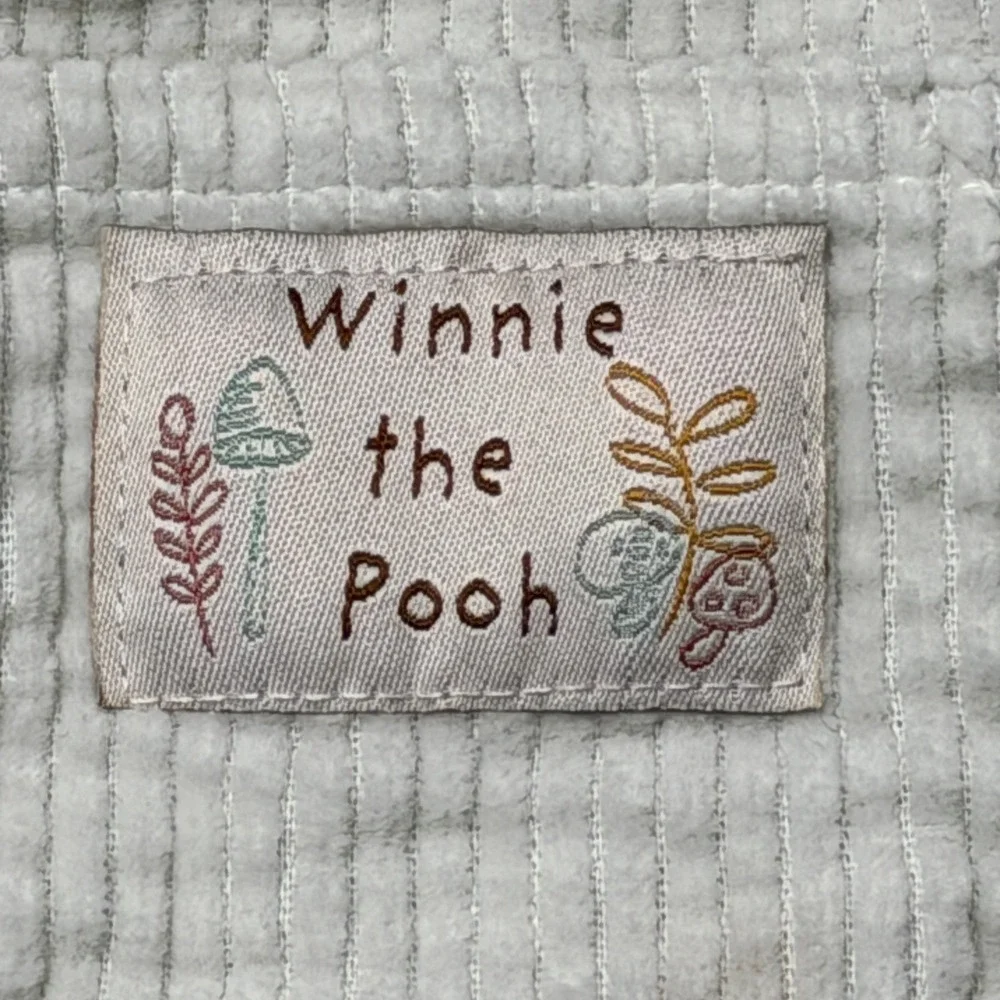 Vtg Disney Winnie the Pooh Dress Girls Baby 18-24M Sage Green Corduroy Y2K